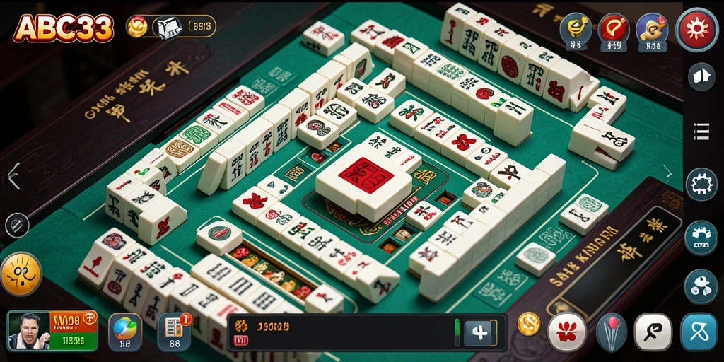 Screenshot gameplay Mahjong ABC33 dengan ubin berwarna menarik.
