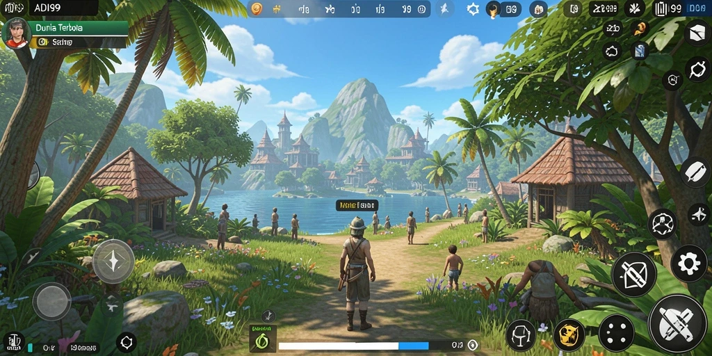 Tangkapan layar gameplay <strong>ADI99</strong> memperlihatkan dunia yang luas dan mendetail.
