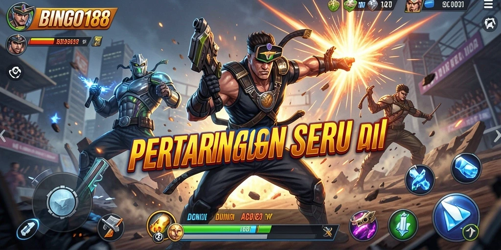 Screenshot BINGO188 menampilkan aksi bertempur yang mendebarkan.