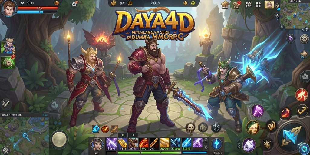 Screenshot gameplay DAYA4D menampilkan pertarungan epik di dunia fantasi.