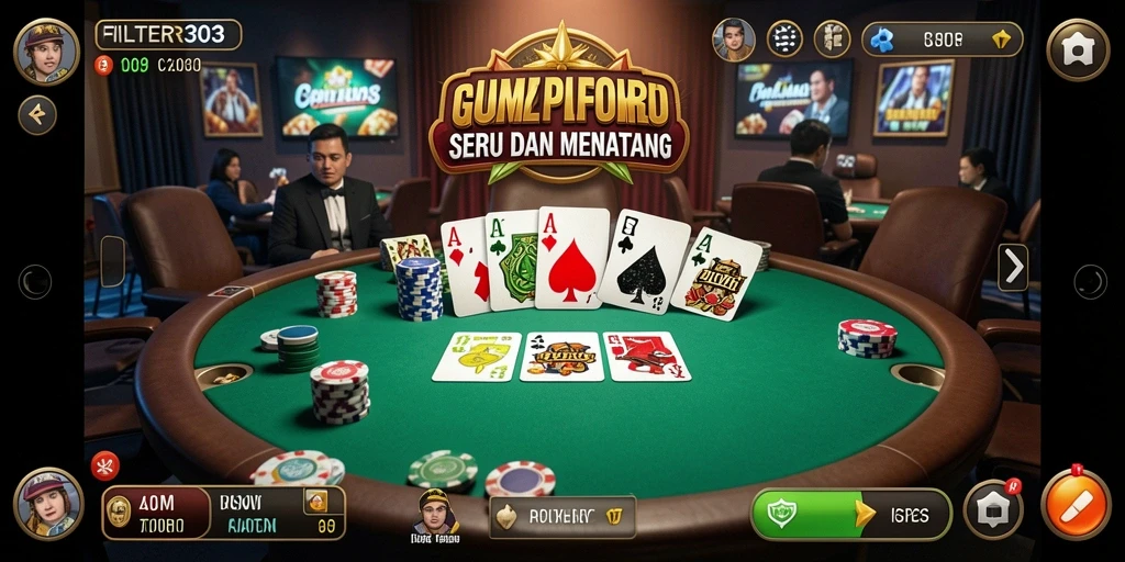 Tampilan menarik dari gameplay Poker yang mendebarkan.