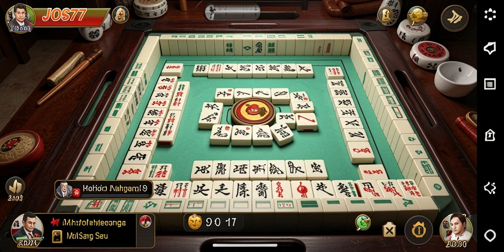 Screenshot gameplay JOS77 menampilkan ubin Mahjong yang berwarna-warni dan menarik.