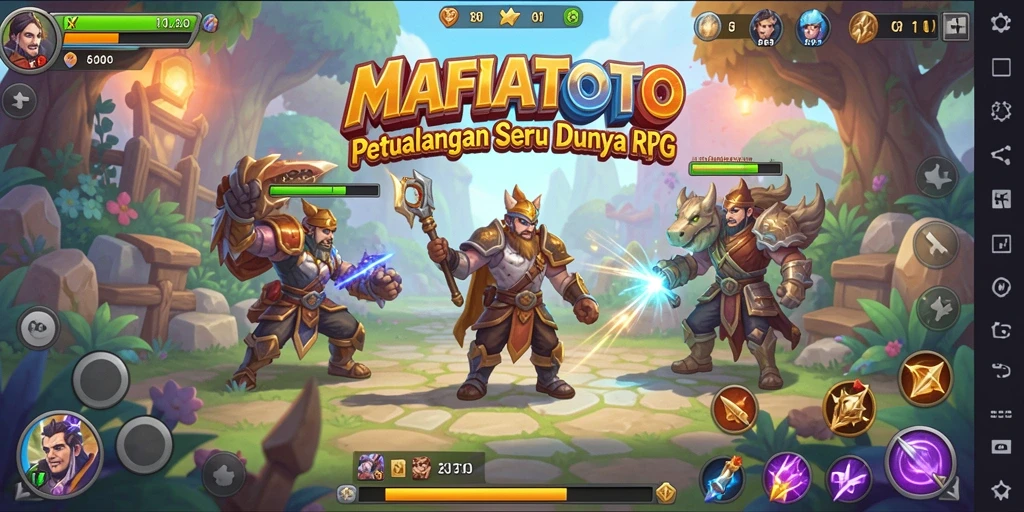 Screenshot MAFIATOTO menampilkan aksi seru dalam pertarungan RPG.