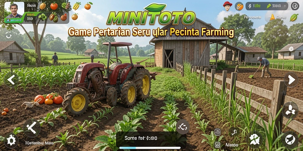 Screenshot gameplay MINITOTO yang menunjukkan aktivitas pertanian yang seru.