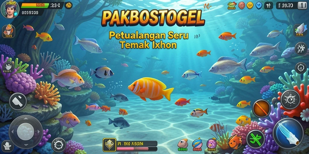 Tampilan menarik gameplay PAKBOSTOGEL saat menangkap ikan.