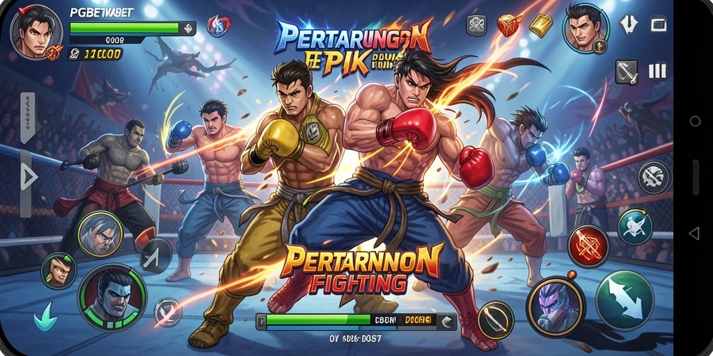 Screenshot PGBET yang menampilkan aksi berkelahi karakter-karakter epik.