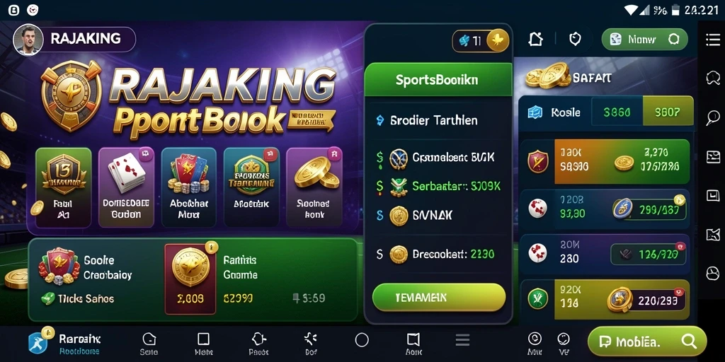 Screenshot gameplay RAJAKING yang menunjukkan taruhan langsung pada olahraga.