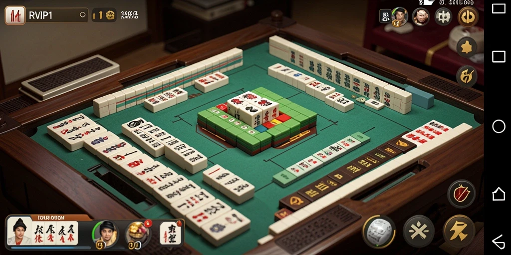 Tampilan gameplay RVIP1 menampilkan keseruan permainan Mahjong.