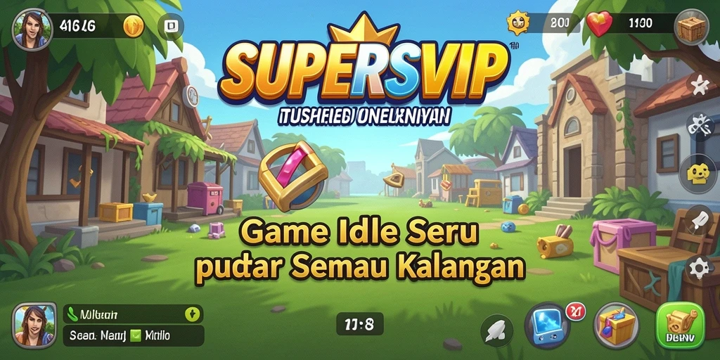 Tangkapan layar gameplay SUPERSVIP menampilkan elemen Idle yang menarik dan interaktif.