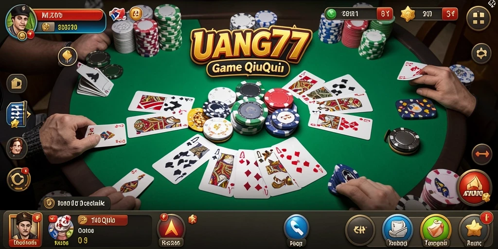 Screenshot UANG77 menampilkan gameplay seru QiuQiu yang menegangkan.