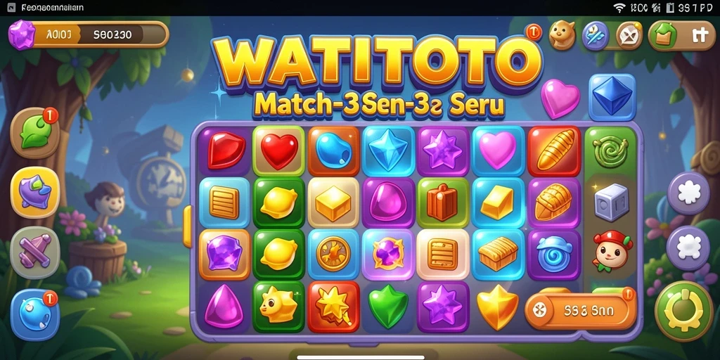 Screenshot gameplay WATITOTO menampilkan keseruan bermain Match-3.